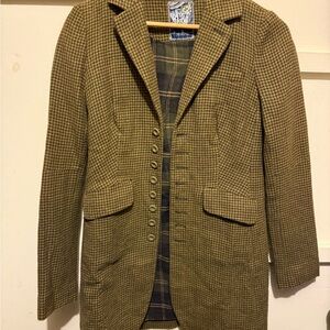 Free People Olive Houndstooth Wool Blazer